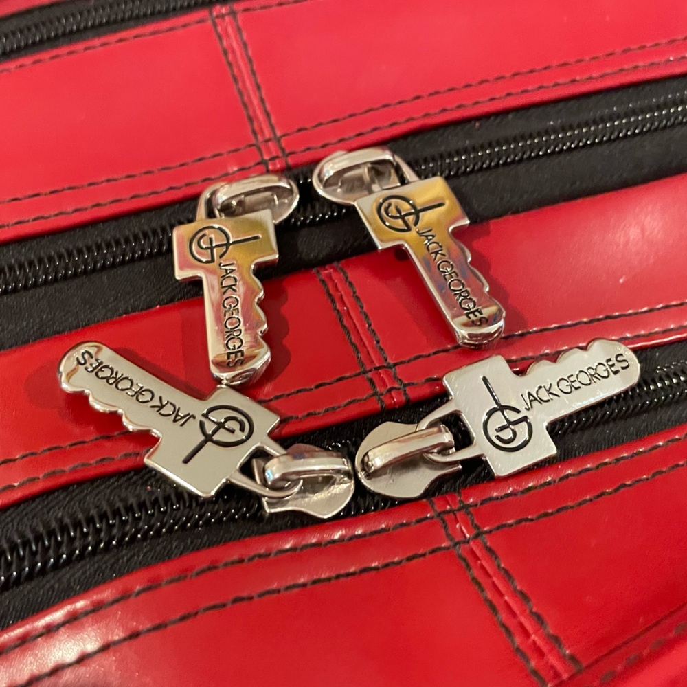 Jack Georges Milano Red Leather Rolling Laptop Briefcase/Vertical Wheeler - Picture 14 of 16